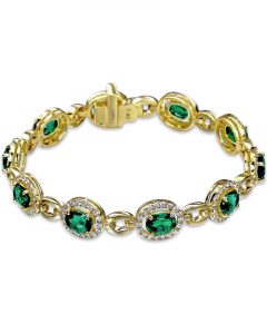 Zambian Emerald and Diamond Yellow Gold Bracelet
