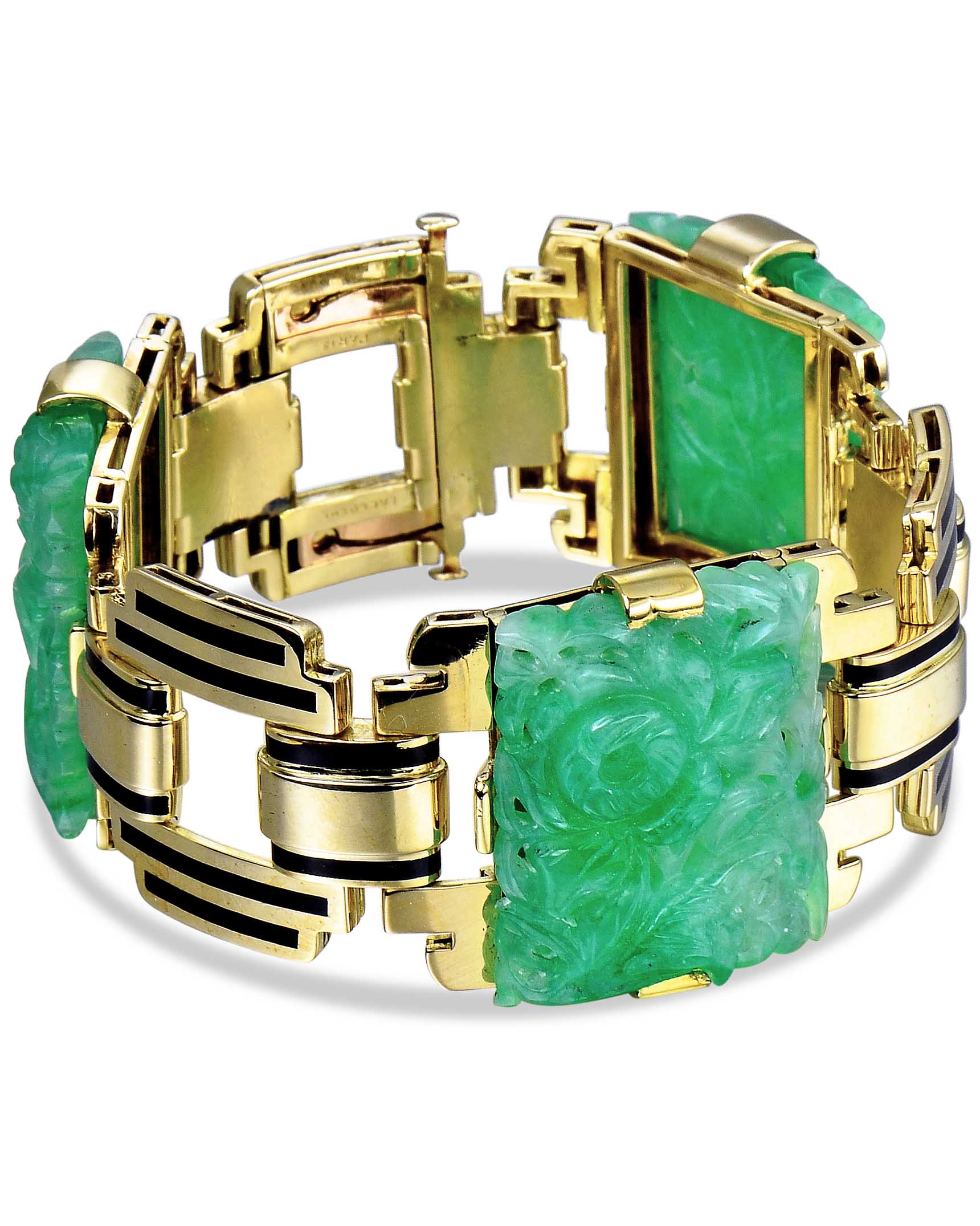 Stretchable Single Stranded Green Jade Bracelet Golden Shiny - Temu