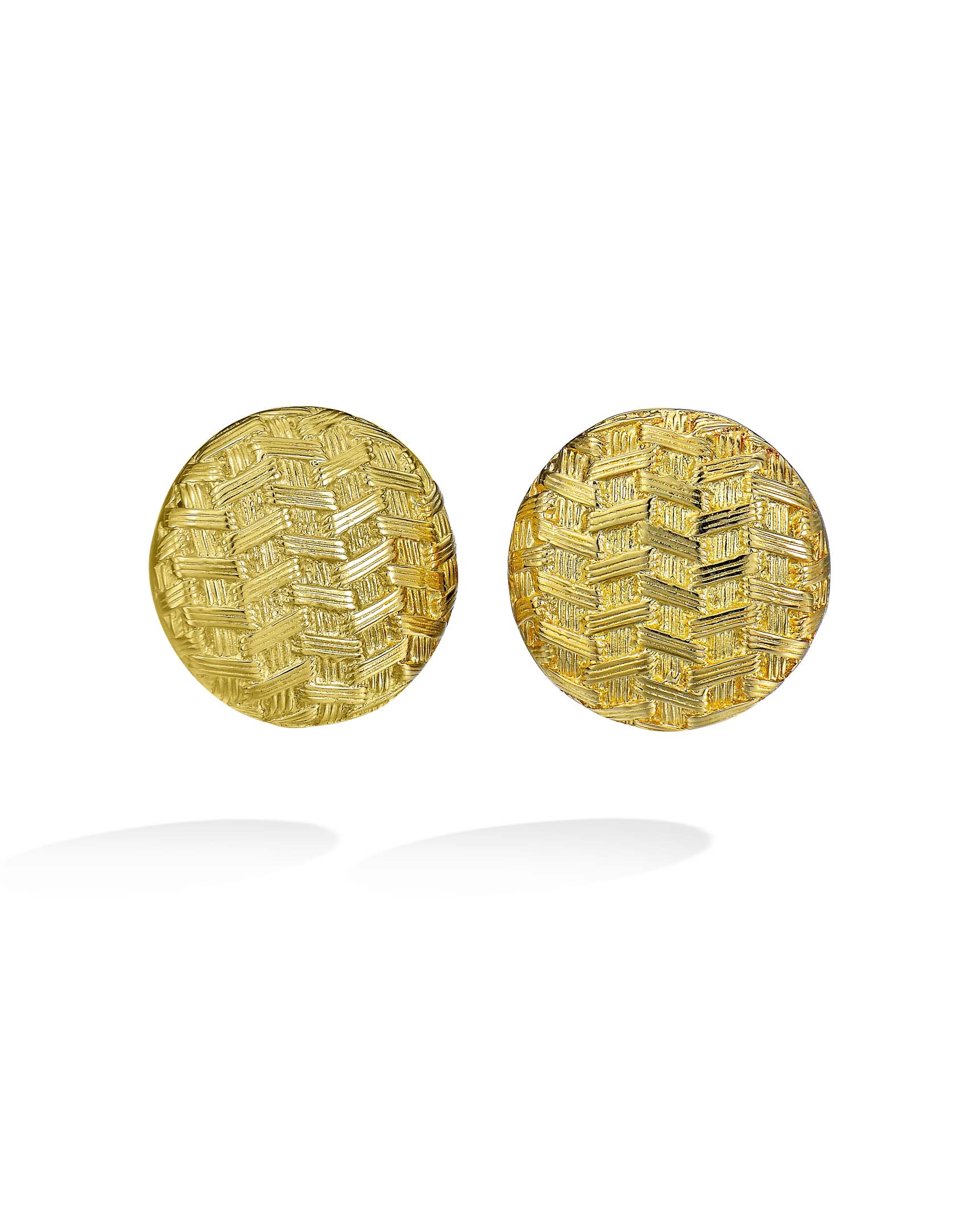 Yellow Gold Round Button Stud Earrings Turgeon Raine