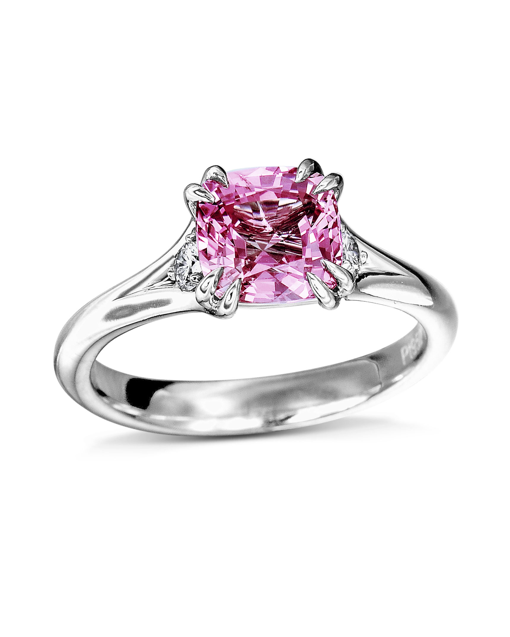 Fourteen Karat White Gold Diamond Engagement ring with Lab Grown Pink –  Tivoli Jewelers