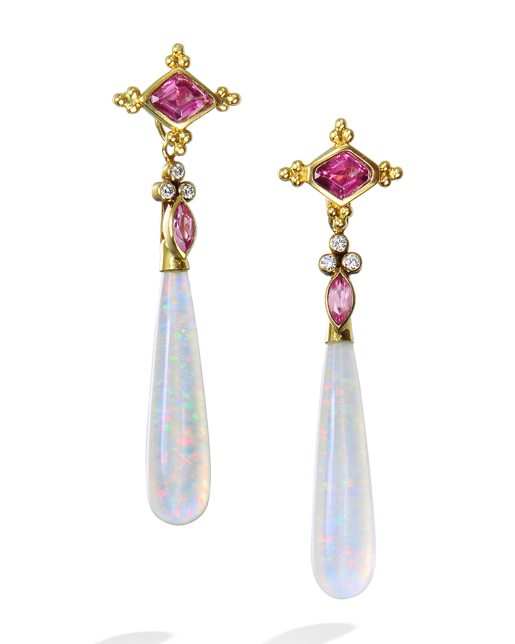 opal and tourmaline earrings