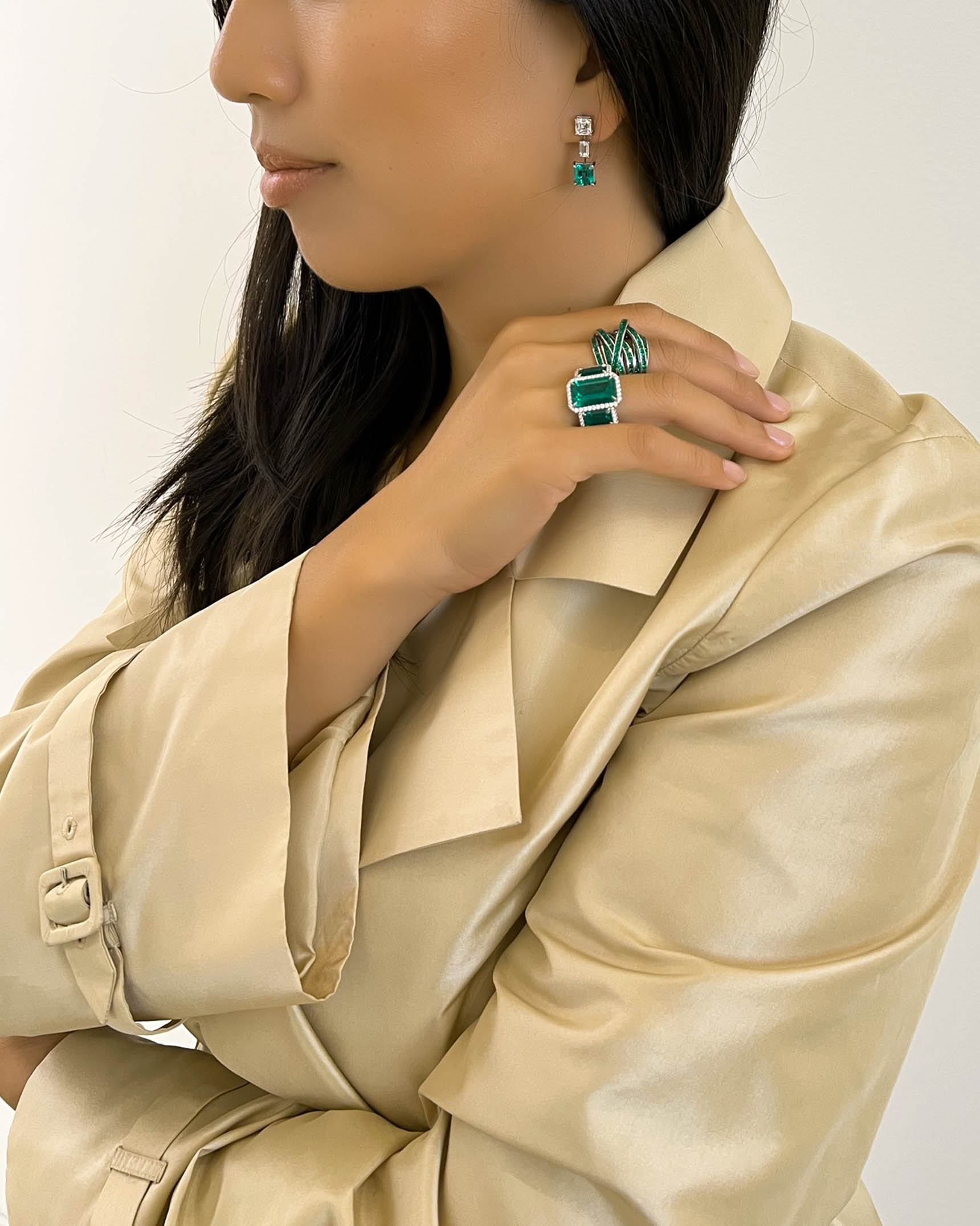 Emerald and Diamond Rings and Earrings RCDEM01438 – RCEM00133 – ECDKK03070