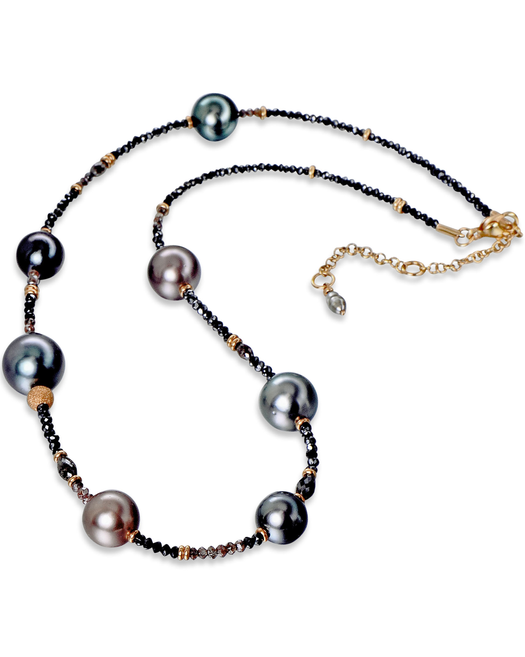 Bold Single Line Graduated Black Oval Pearls 18Inches Necklace - Pure Pearls