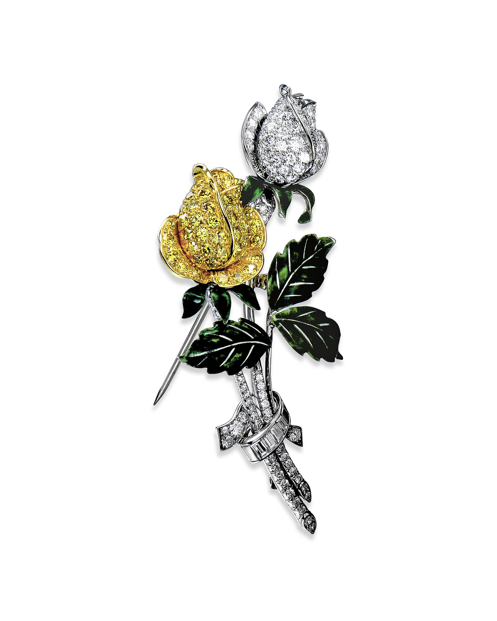 Yellow Diamond Rose Pin - Elizabeth Bruns, Inc.