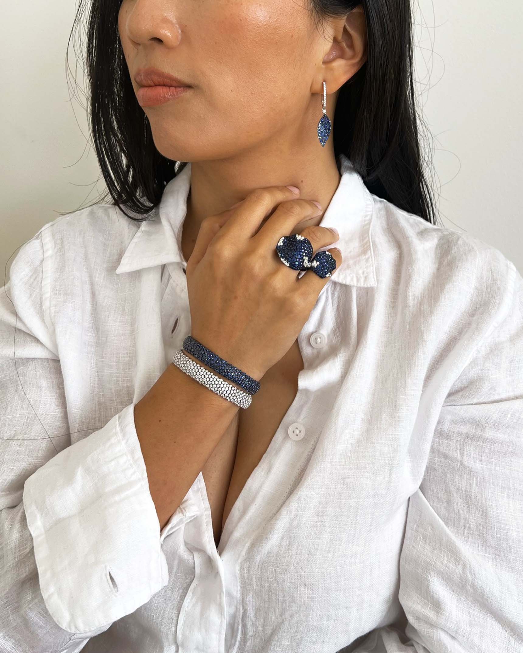 Blue Sapphire and Diamond Earrings_Ring and Bracelets ECD5K03392 – RFDG02927 – BCO3K00165 – BDOTK05023