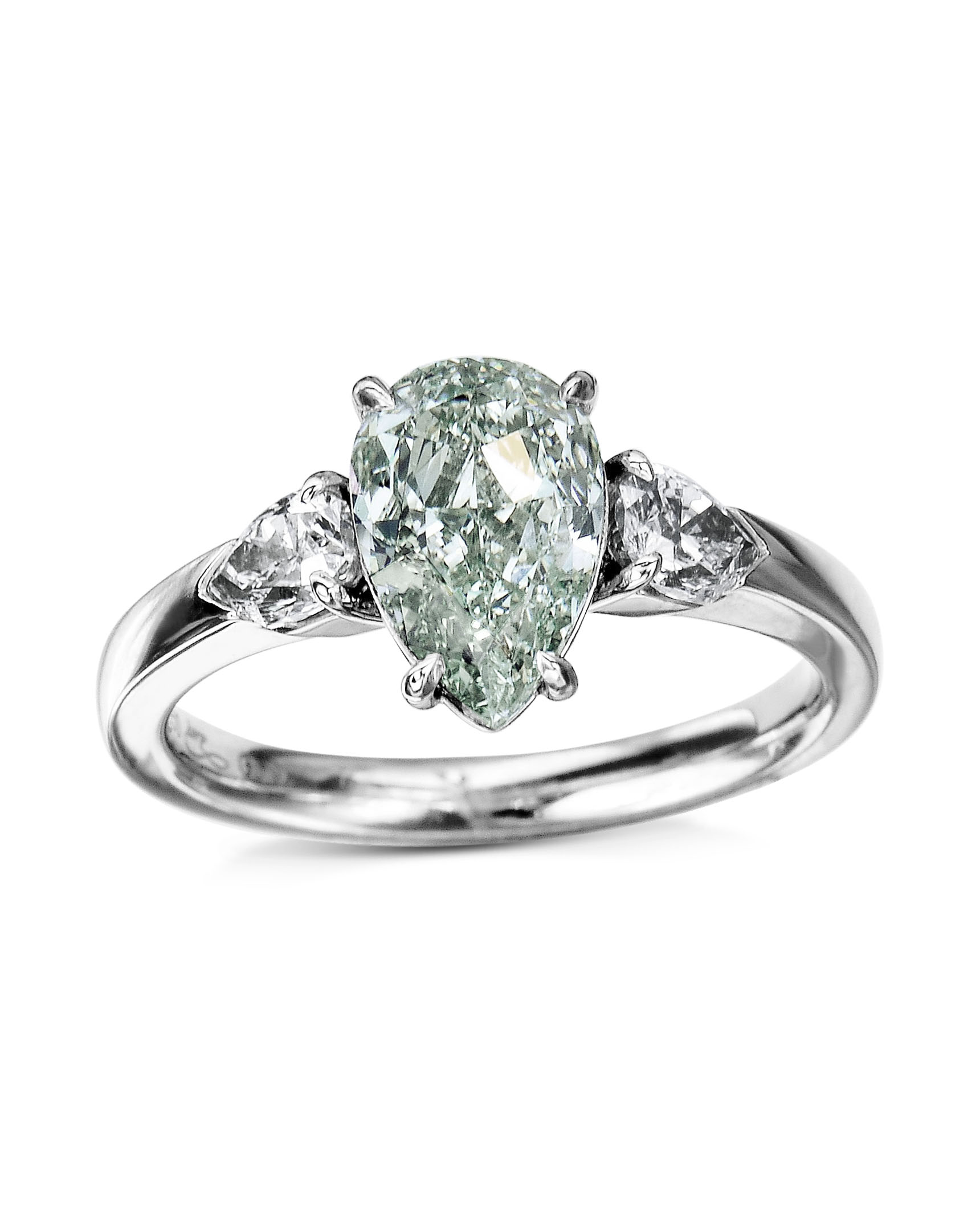 Carved white gold statement ring with green sapphire and white diamond –  McCaul