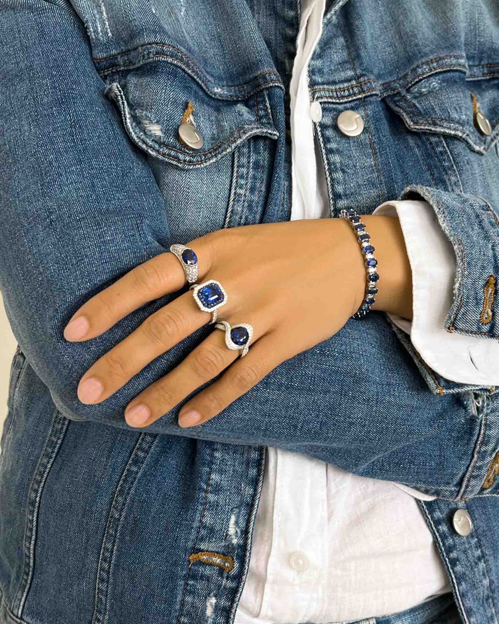Blue Sapphire and Diamond Bracelet and Rings BCDKK02669 – RMD8U00901 – RCDSA03007 – RMD8U00646