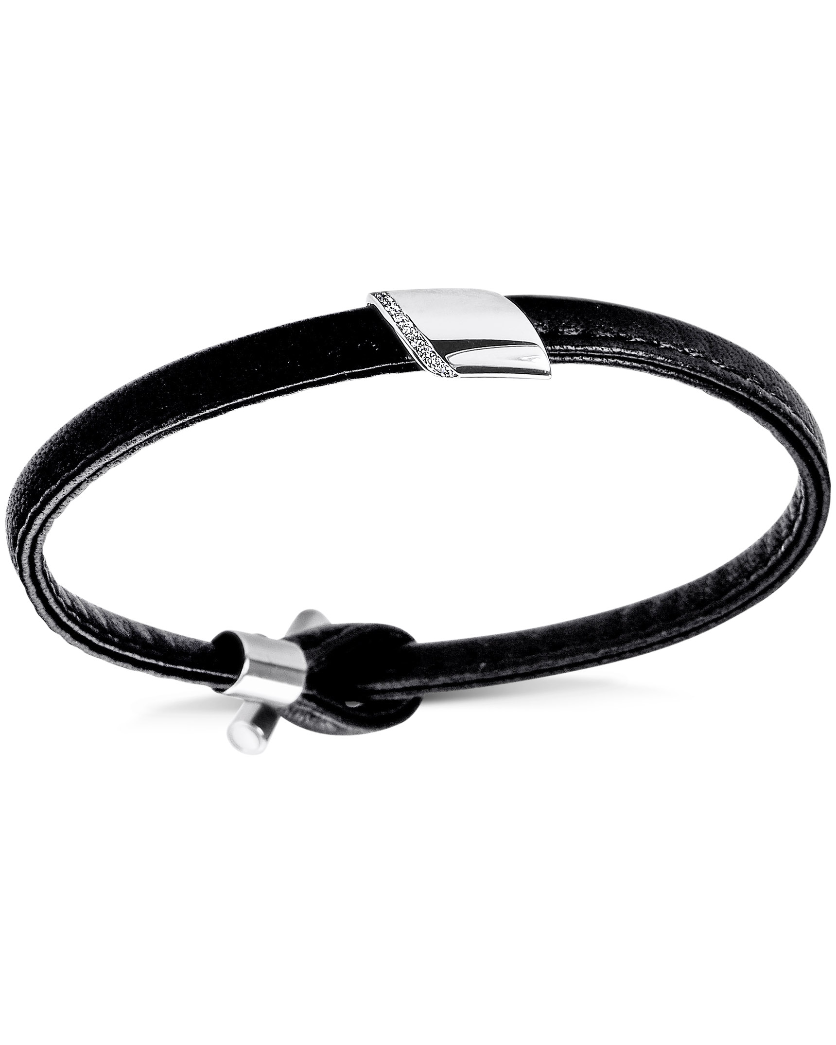 Miansai Beacon Leather Bracelet Sterling Silver/Black