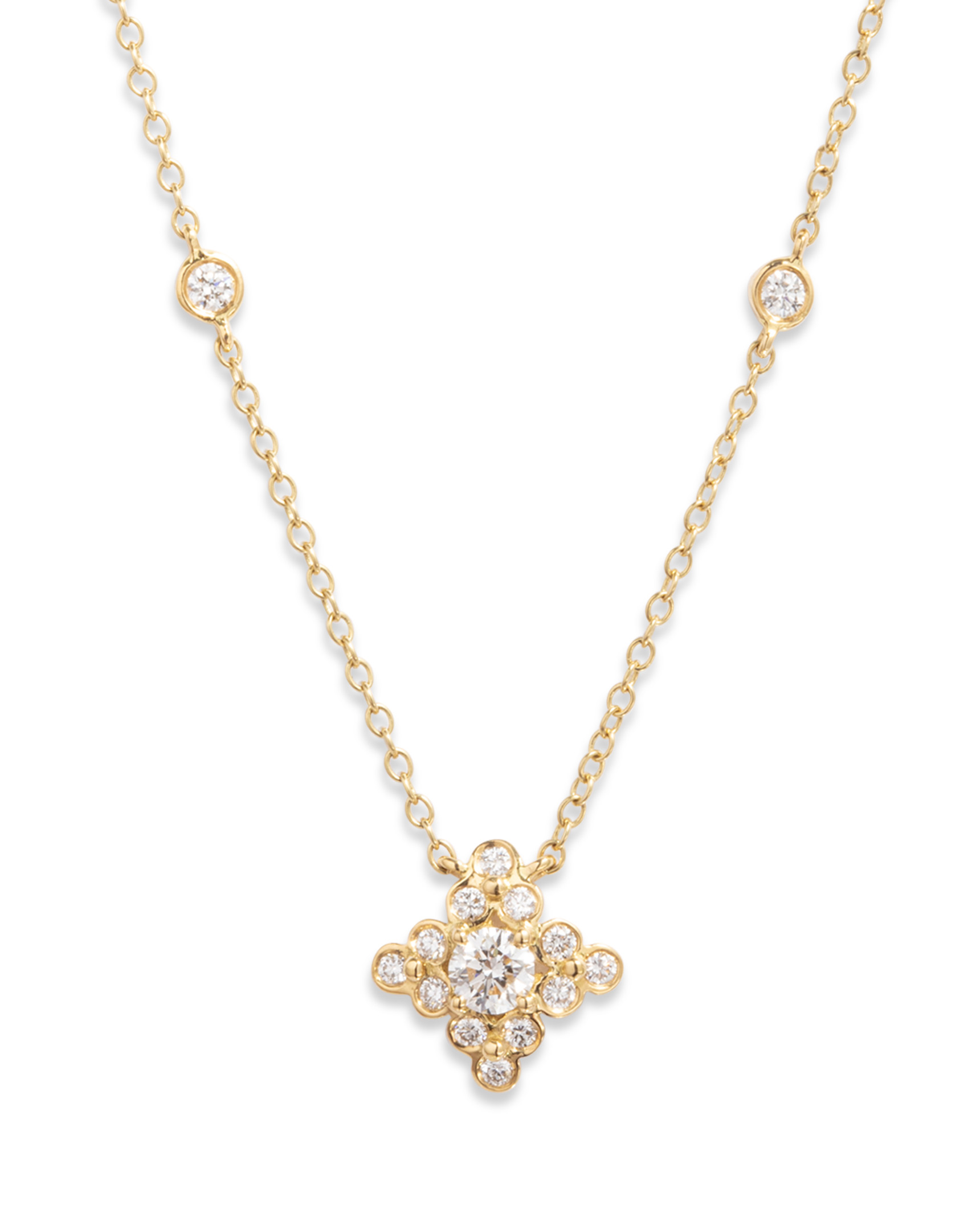 Yellow Gold and Diamond Lace Pendant Necklace - Turgeon Raine