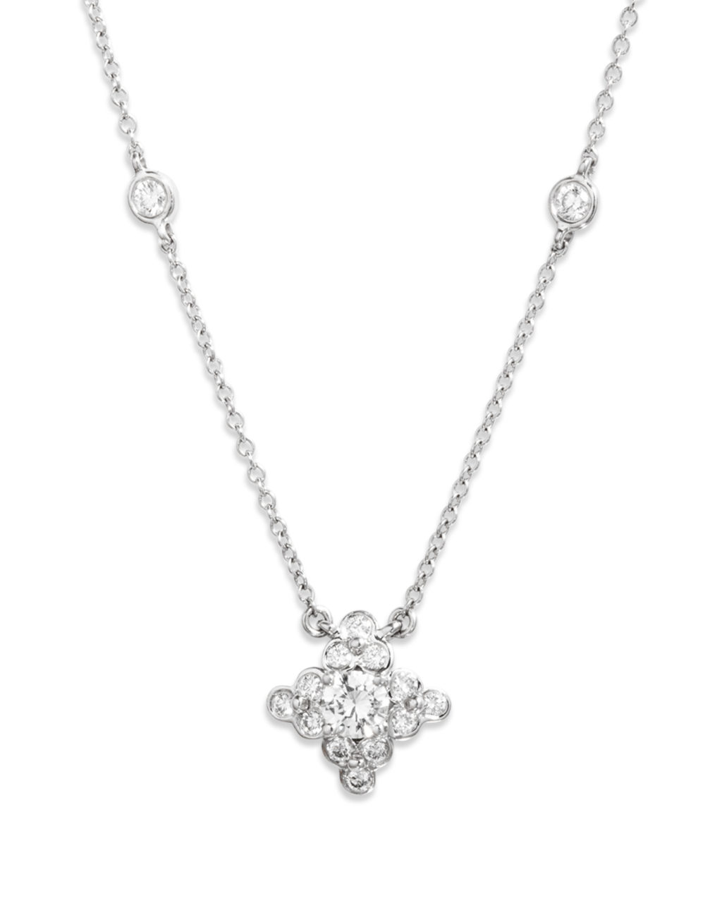 Platinum and Diamond Lace Pendant Necklace Turgeon Raine