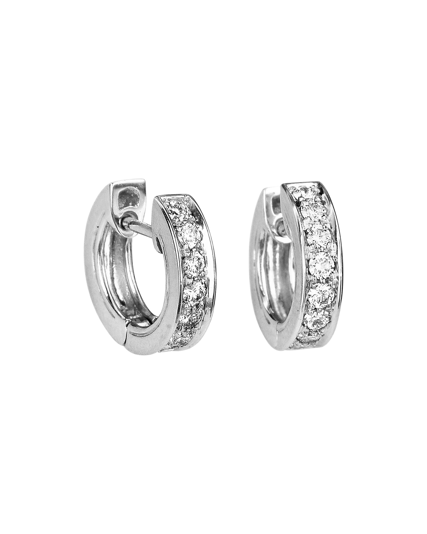 platinum diamond huggie earrings