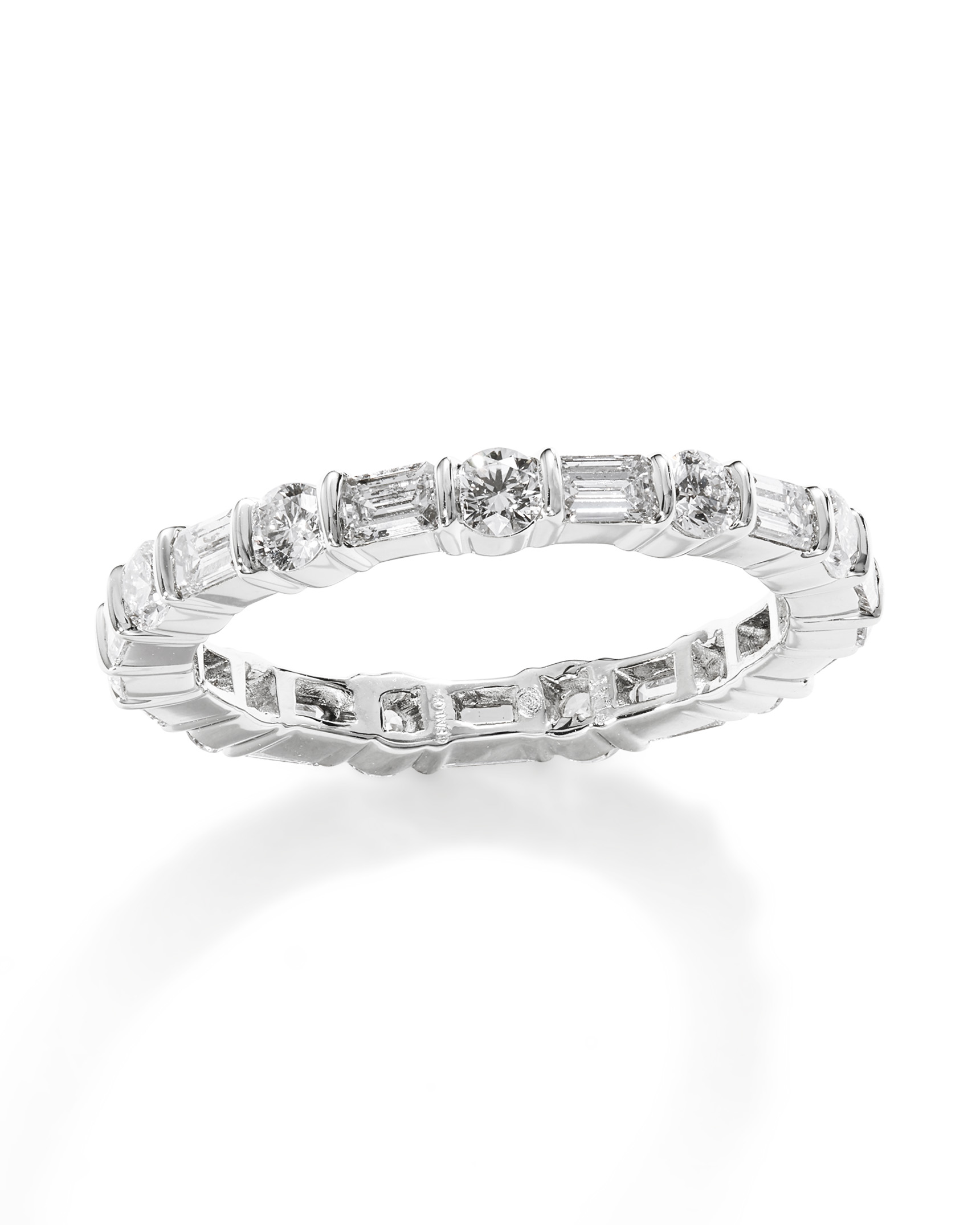 18K White Gold Emerald Cut Eternity Diamond Wedding Band | Moore Jewelers |  Laredo, TX