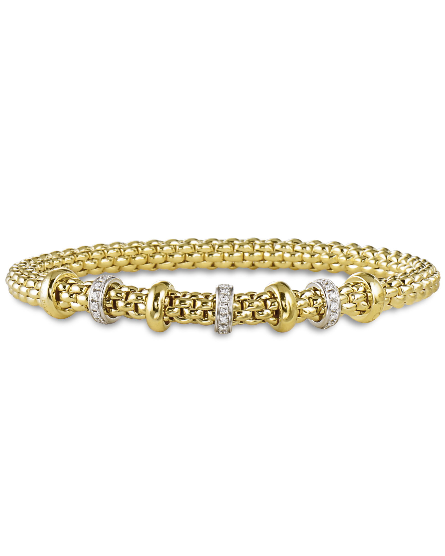 2-Row Diamond and 18K Yellow Gold Flexible Bracelet - Turgeon Raine