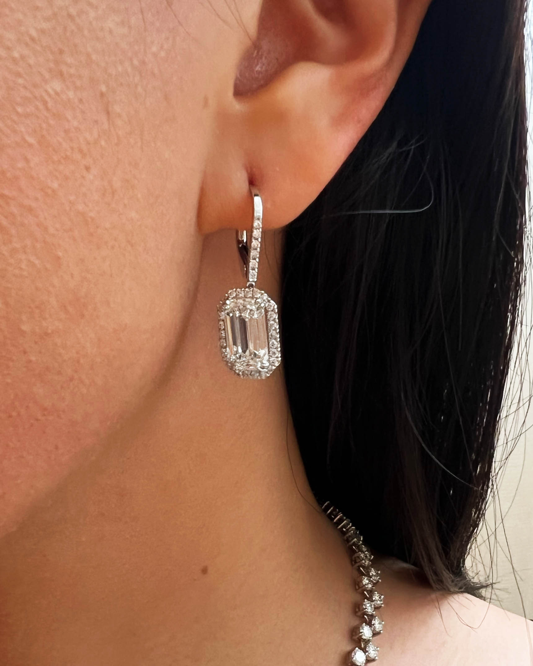 Platinum and Diamond Drop Earrings EDFKK05773
