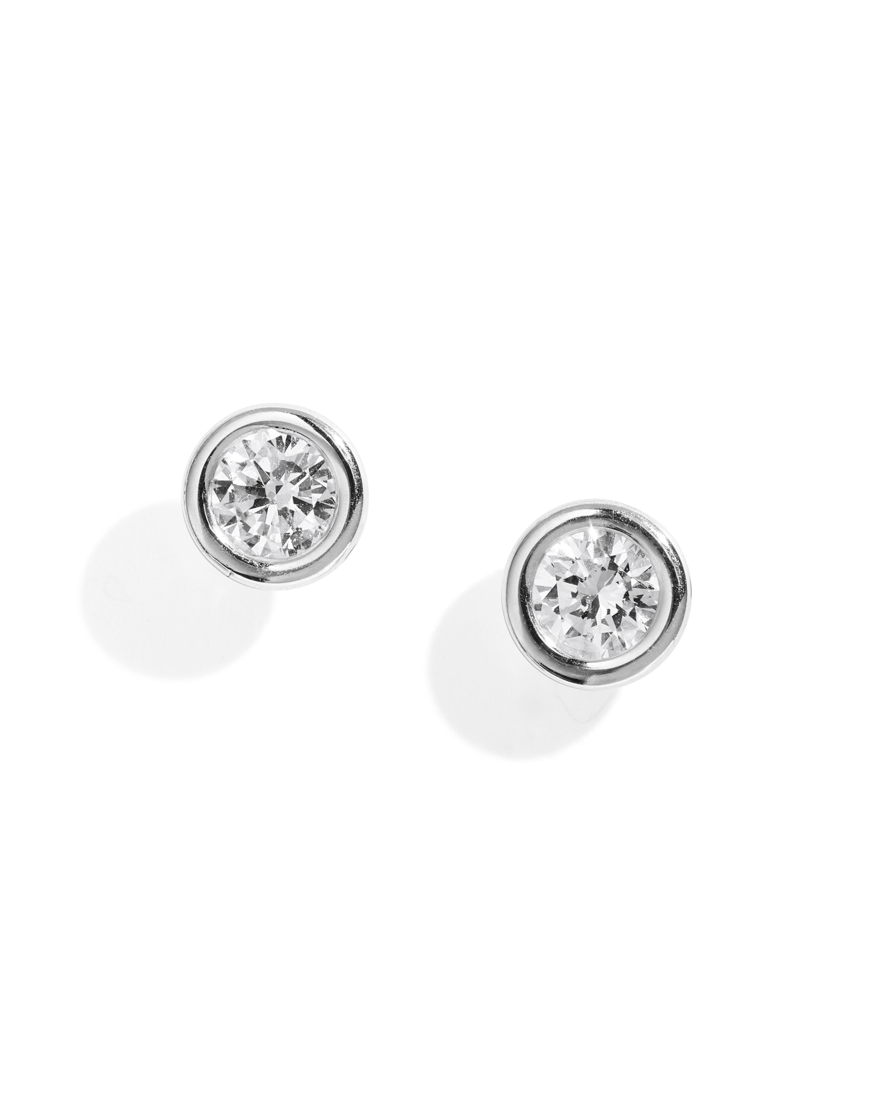 Bezel-Set Platinum and Diamond Stud Earrings - Turgeon Raine