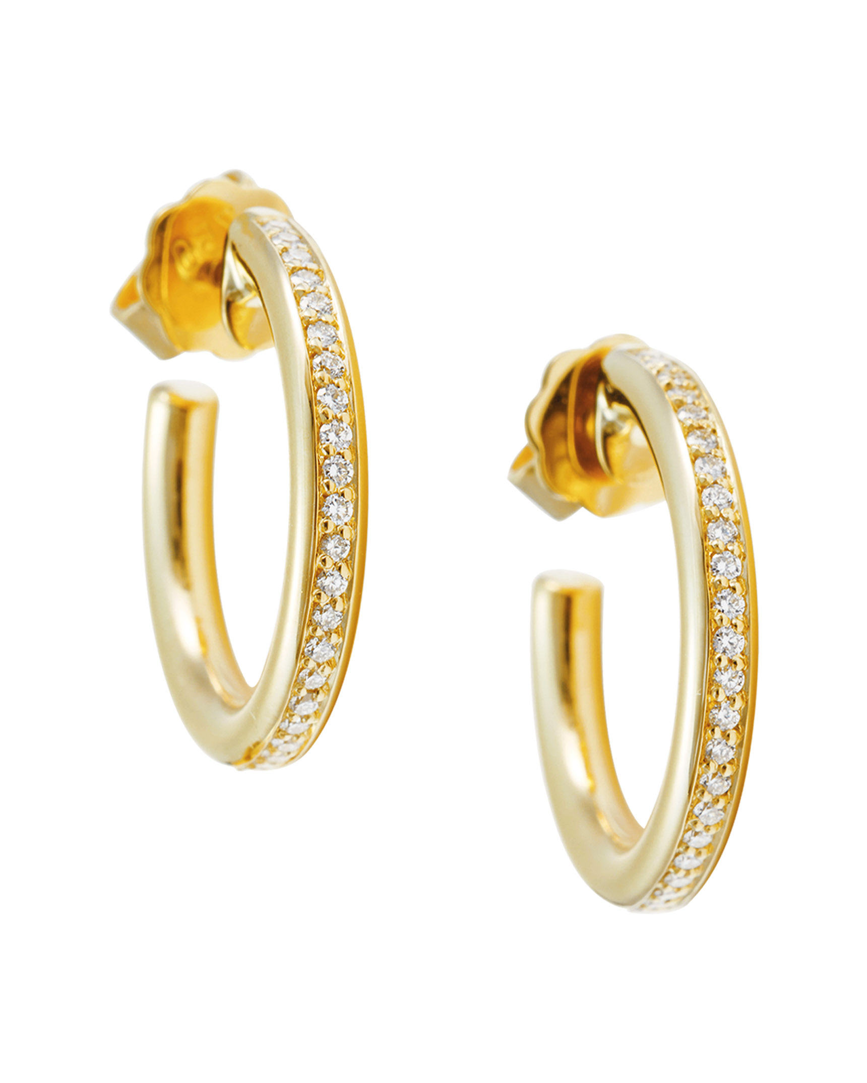 1-Row Diamond and Yellow Gold Hoop Earrings by Henrich & Denzel ...