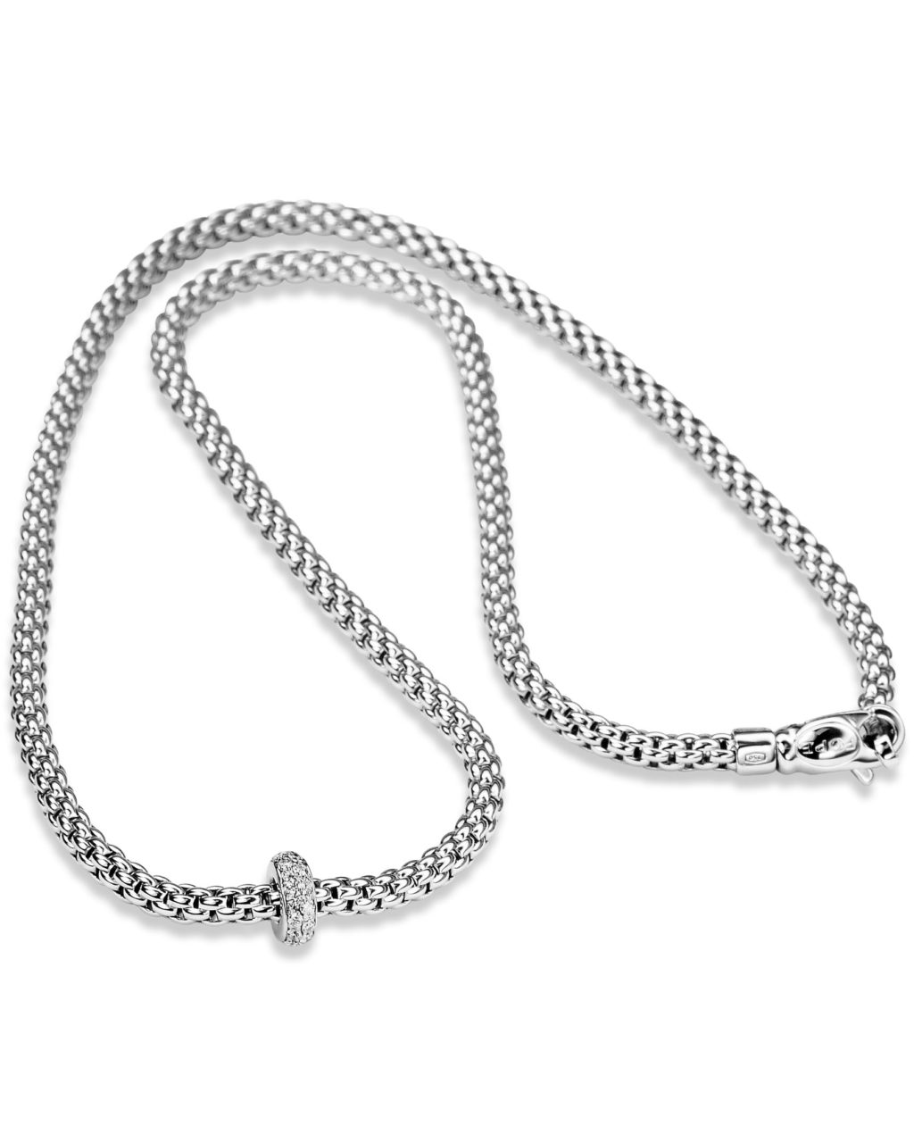 White Gold and Diamond Rondel Rope Chain Necklace by Fope Turgeon Raine