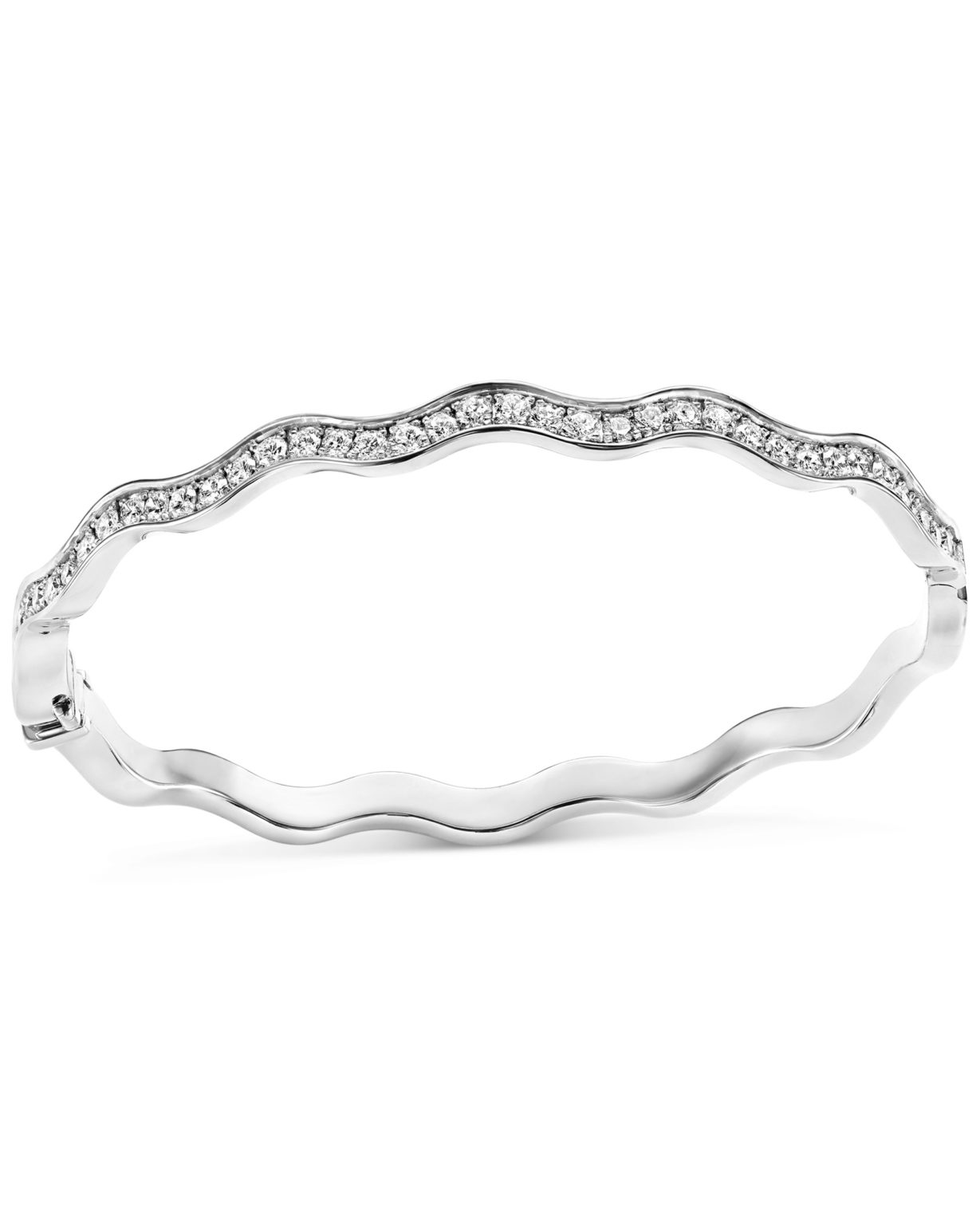 White Gold and Diamond Zigzag Bangle Bracelet Turgeon Raine
