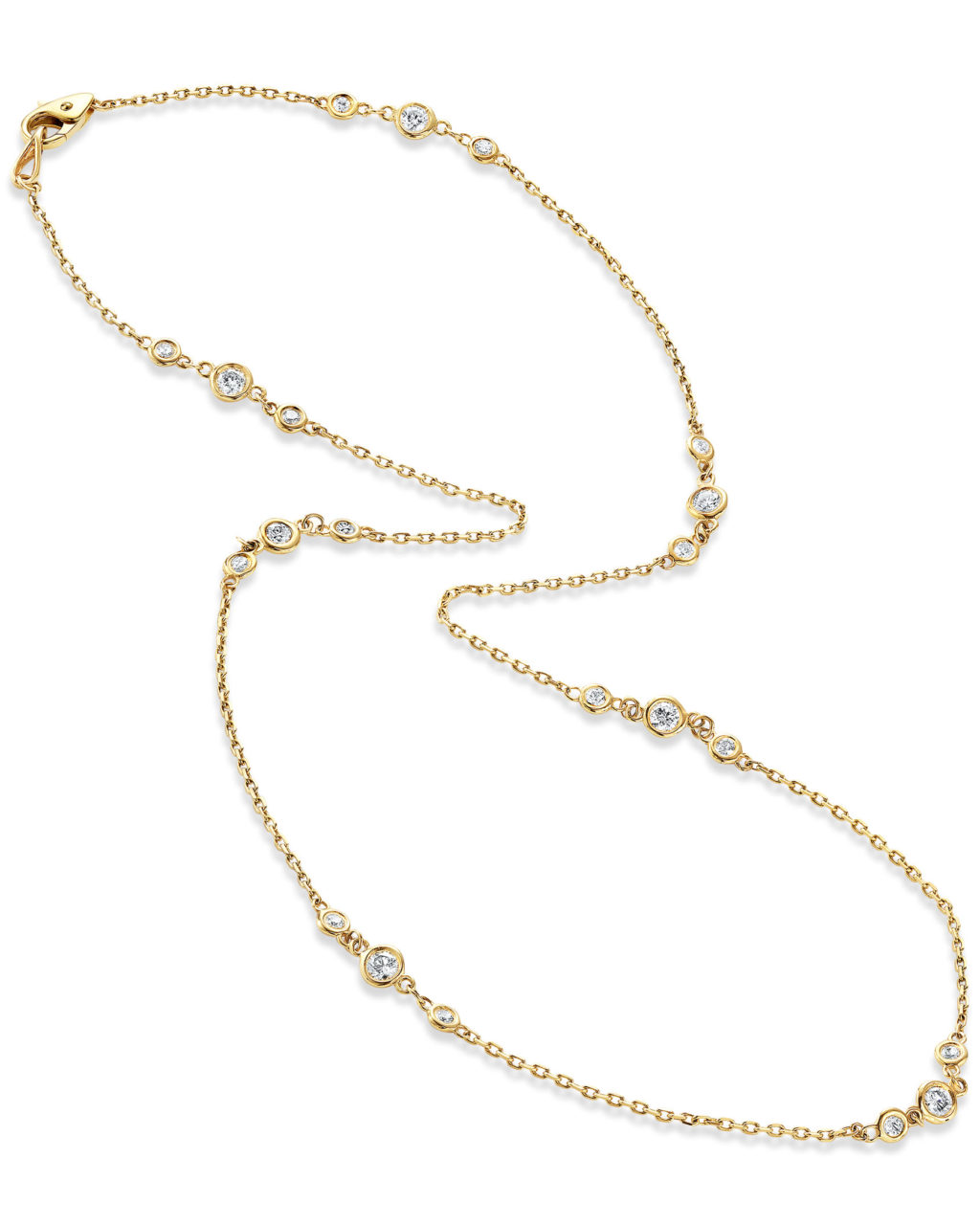 Bezel Set Diamonds By The Yard Yellow Gold Chain Necklace Turgeon Raine