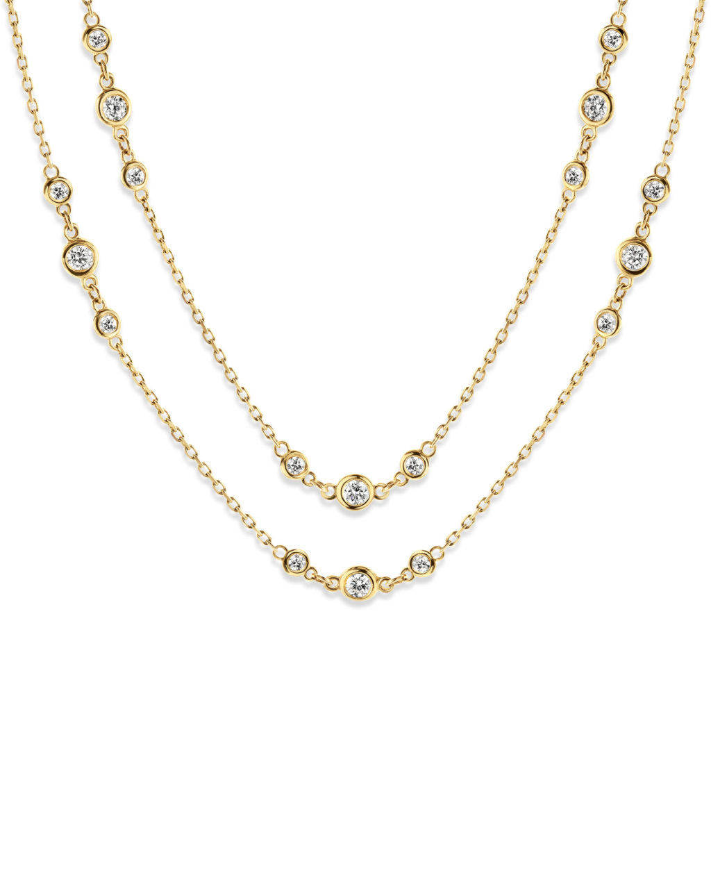 Bezel-Set Diamonds by the Yard Yellow Gold Chain Necklace - Turgeon Raine
