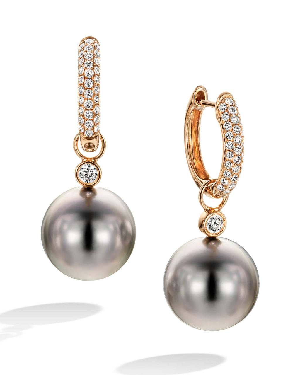 Tahitian Pearl and Diamond Leverback Drop Earrings - Turgeon Raine