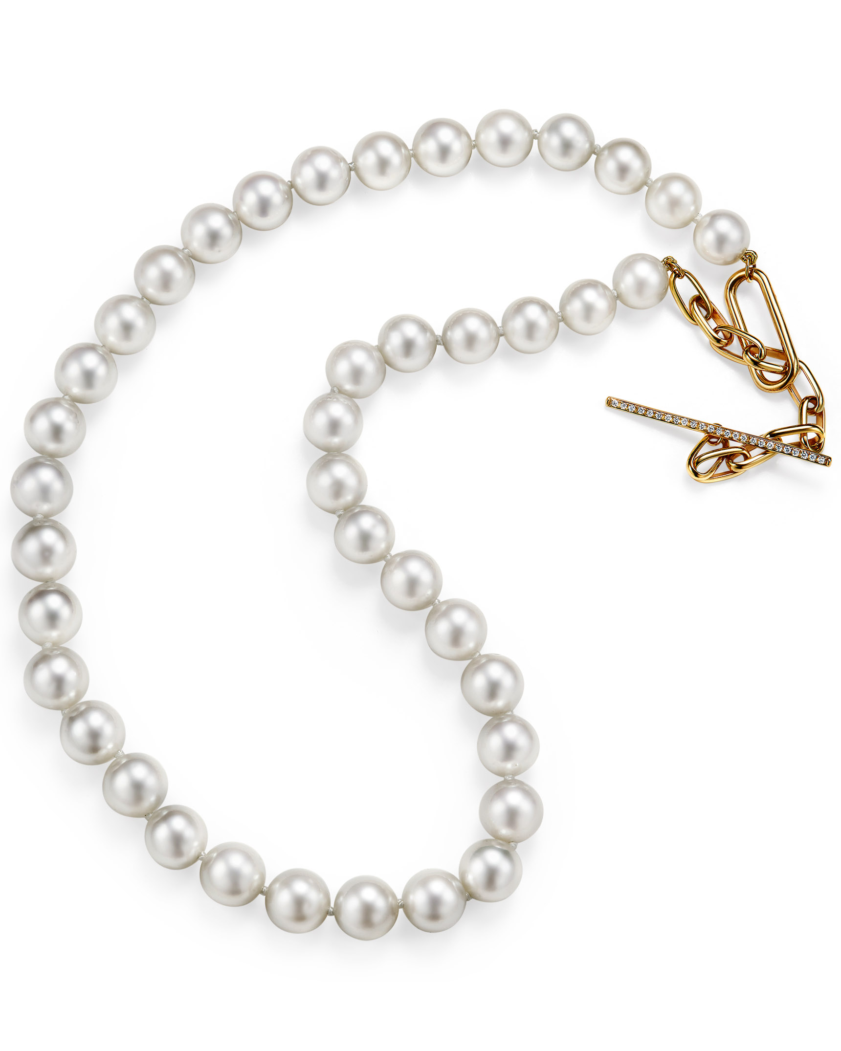 Natural pearls necklace combo with large link chain, toggle clasp