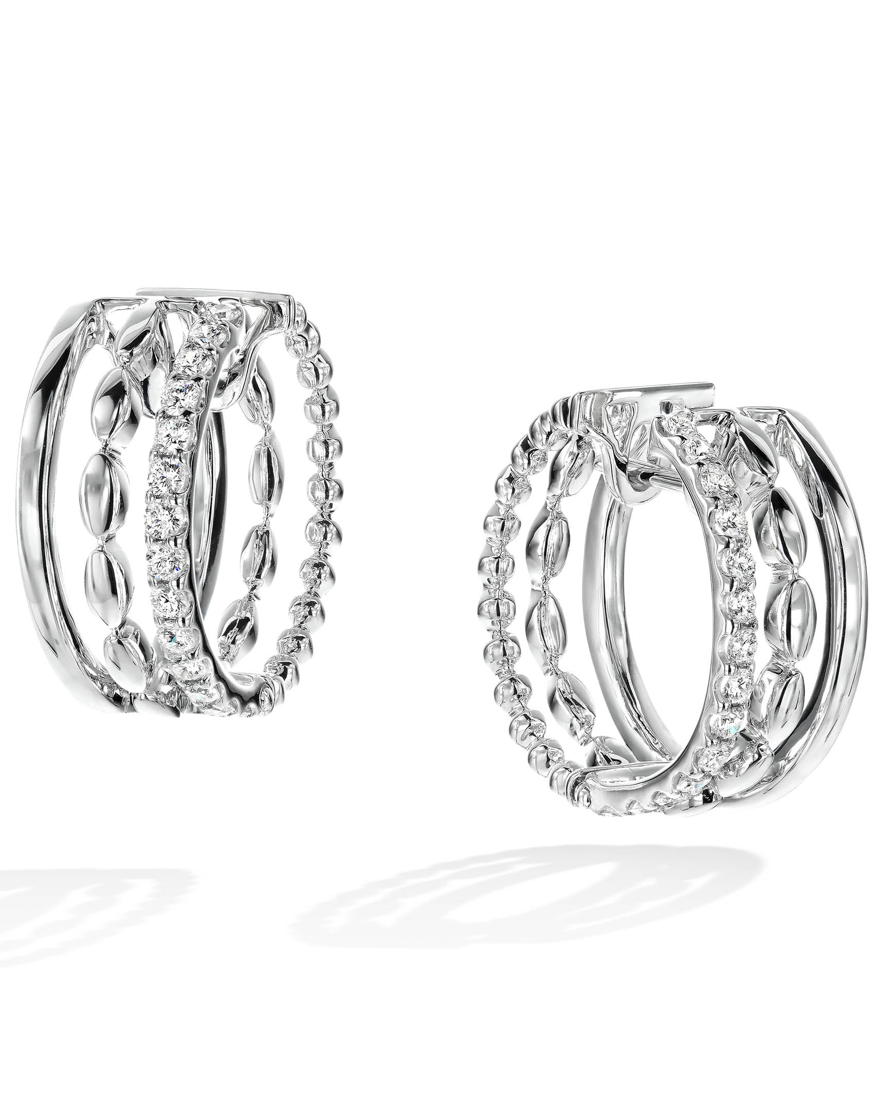 1.01CTTW Marquise and Round Diamond Fancy Hoop Earrings in White Gold | New  York Jewelers Chicago