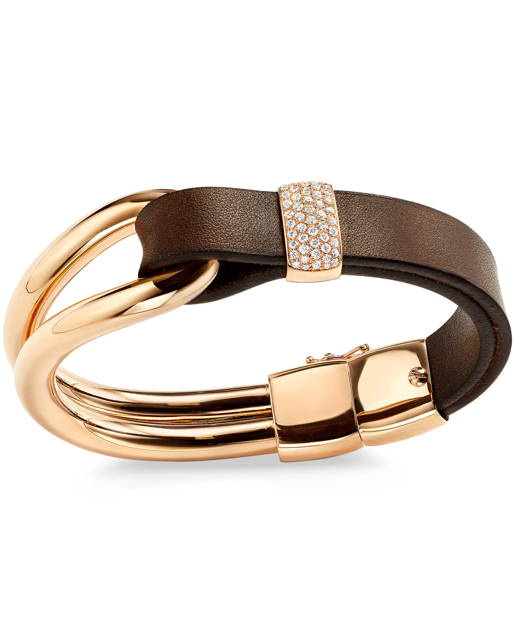 Brown Leather and Diamond 2-Layer Bracelet - Turgeon Raine