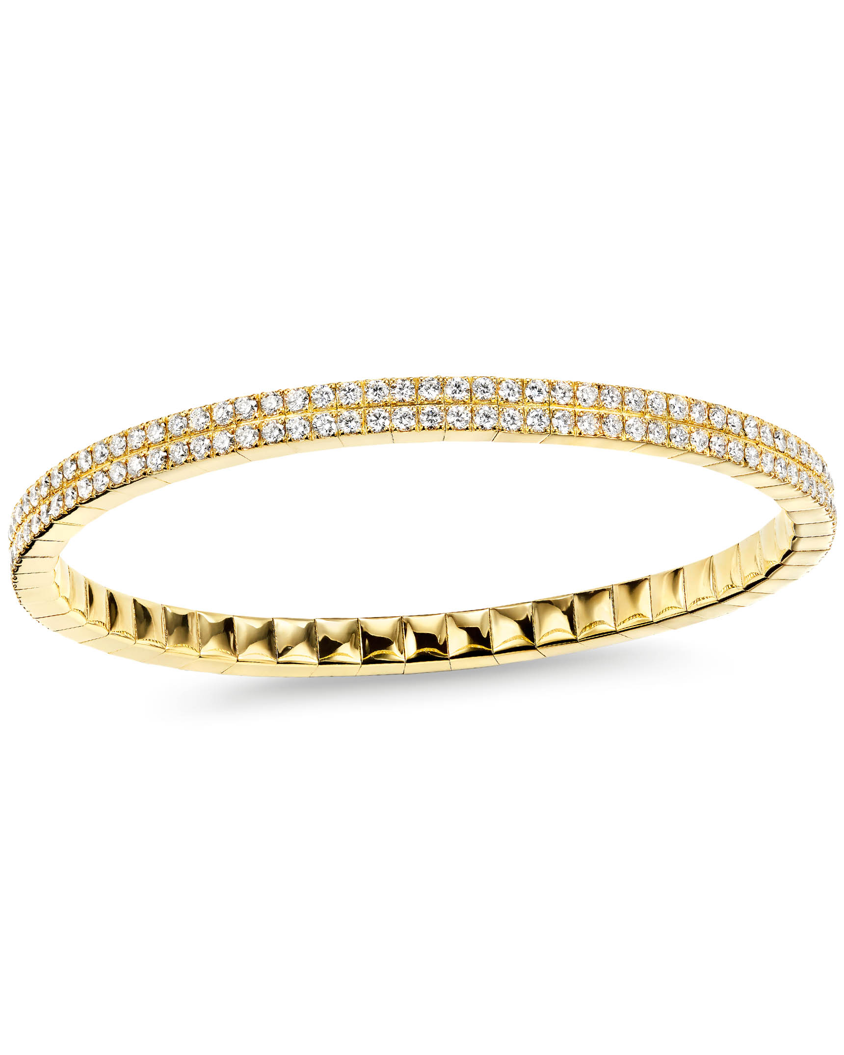 2-Row Diamond and 18K Yellow Gold Flexible Bracelet - Turgeon Raine
