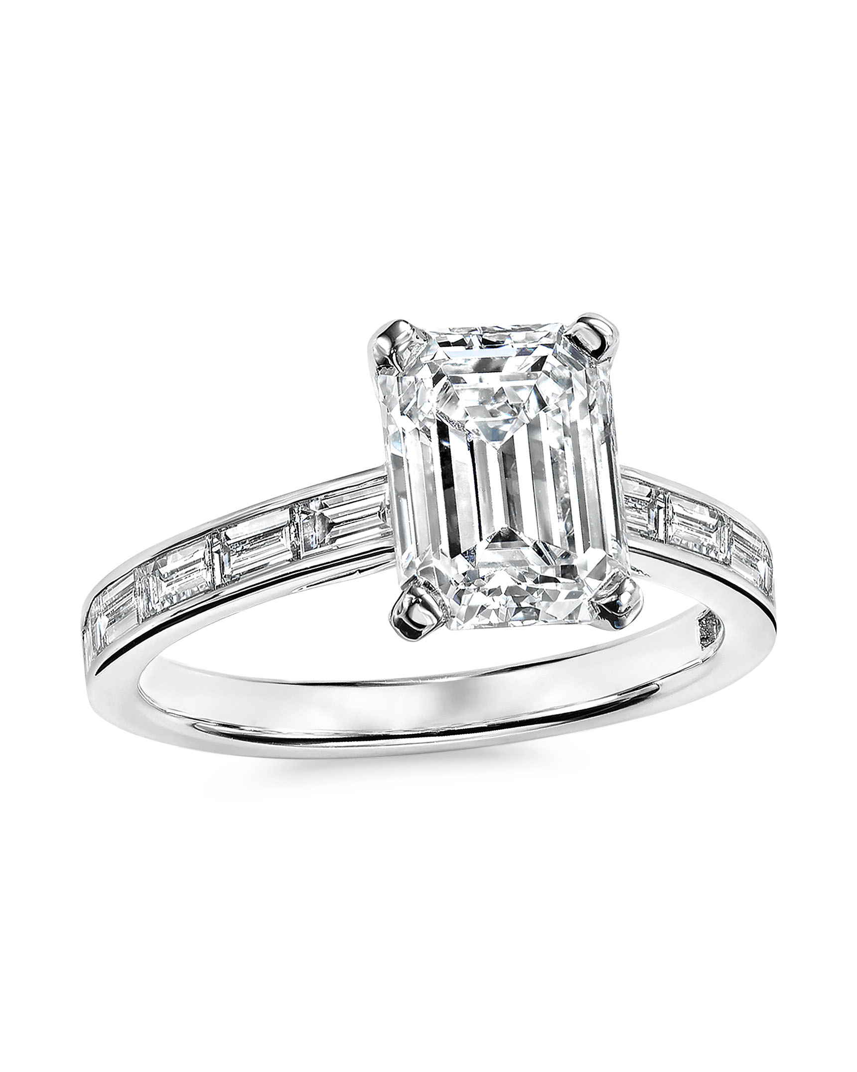 Round & baguette cut diamond ring in platinum | Eternity & Wedding Rings |  V by Laura Vann – V By Laura Vann