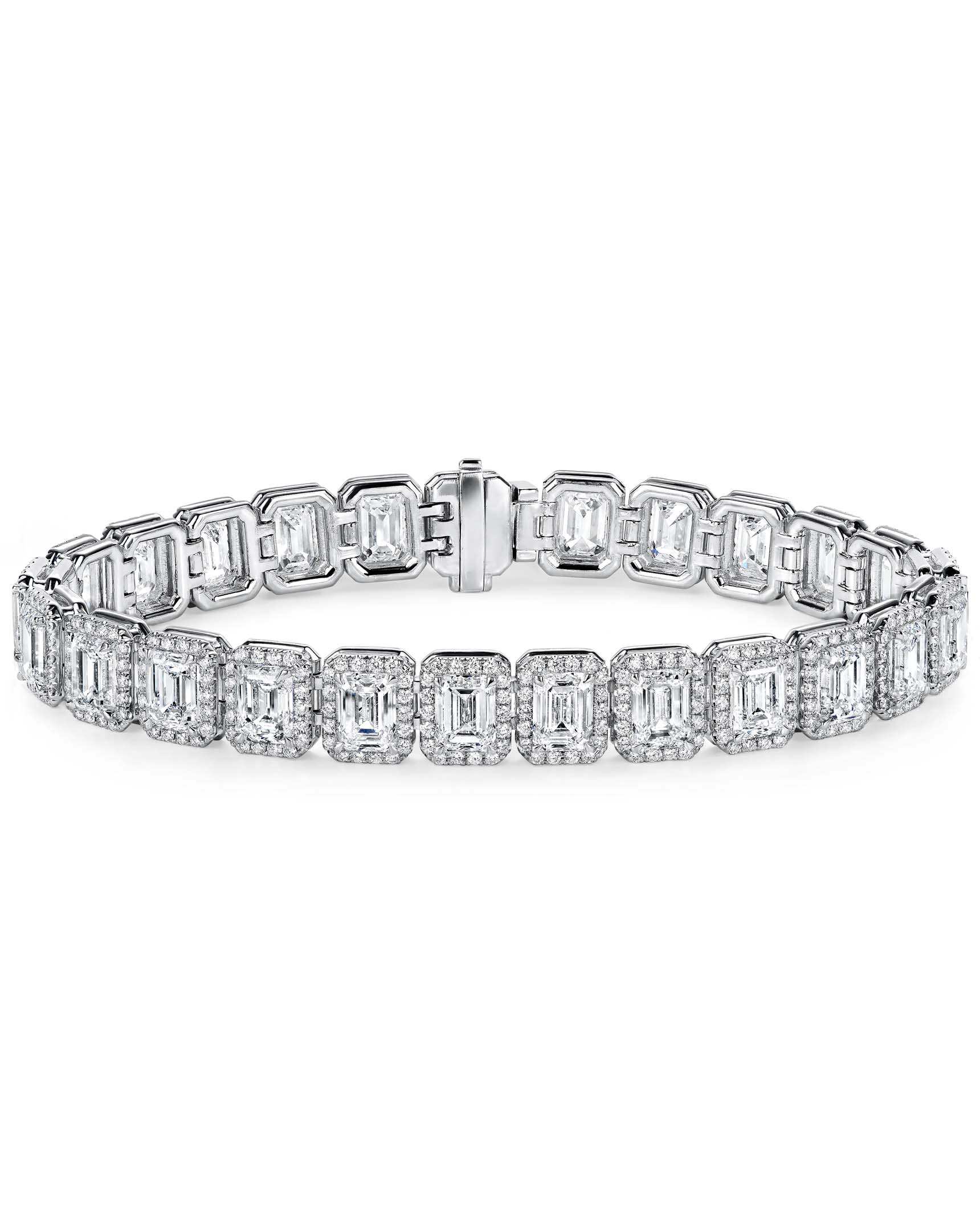 Exceptional Platinum Emerald-Cut Diamond Bracelet - Turgeon Raine