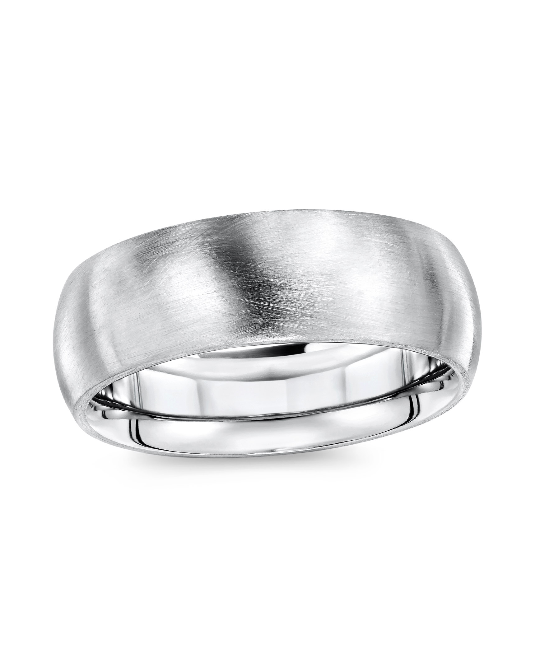 Sterling Silver Wedding Band Mens Band in Brushed Silver 