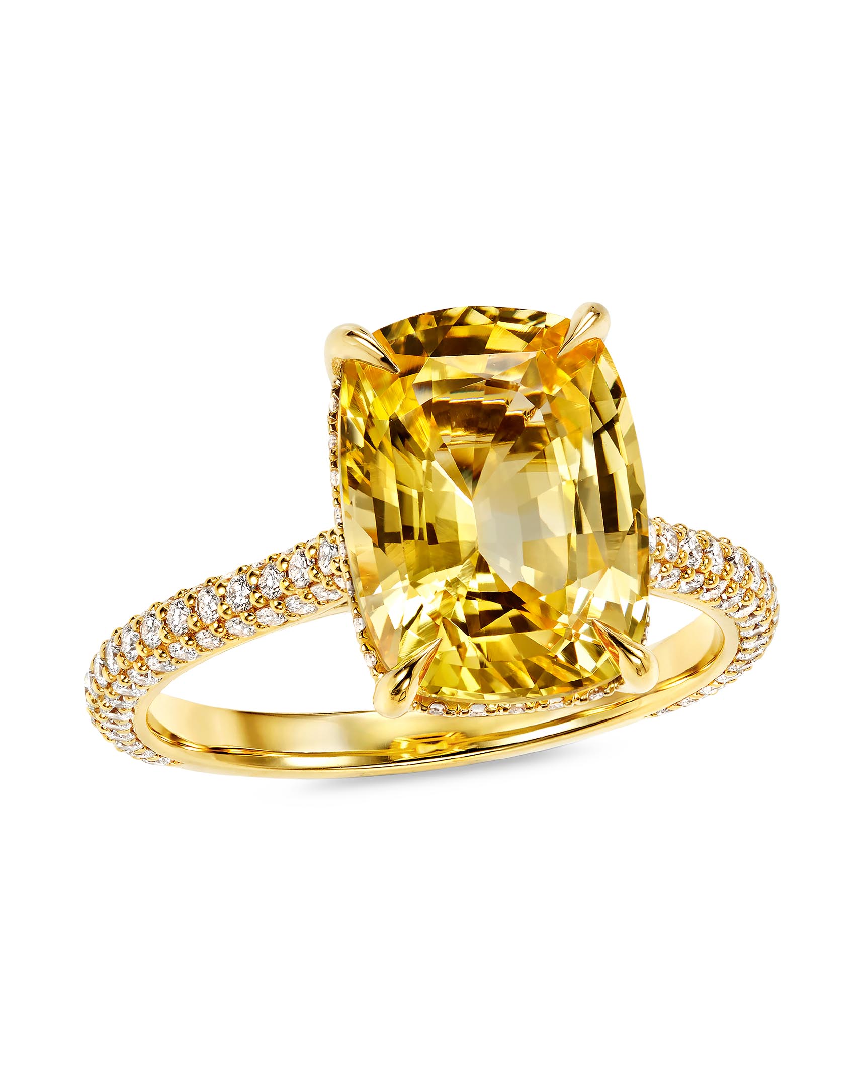 Cushion Cut Yellow Sapphire Ring for Men in Gold | SayaBling Jewelry