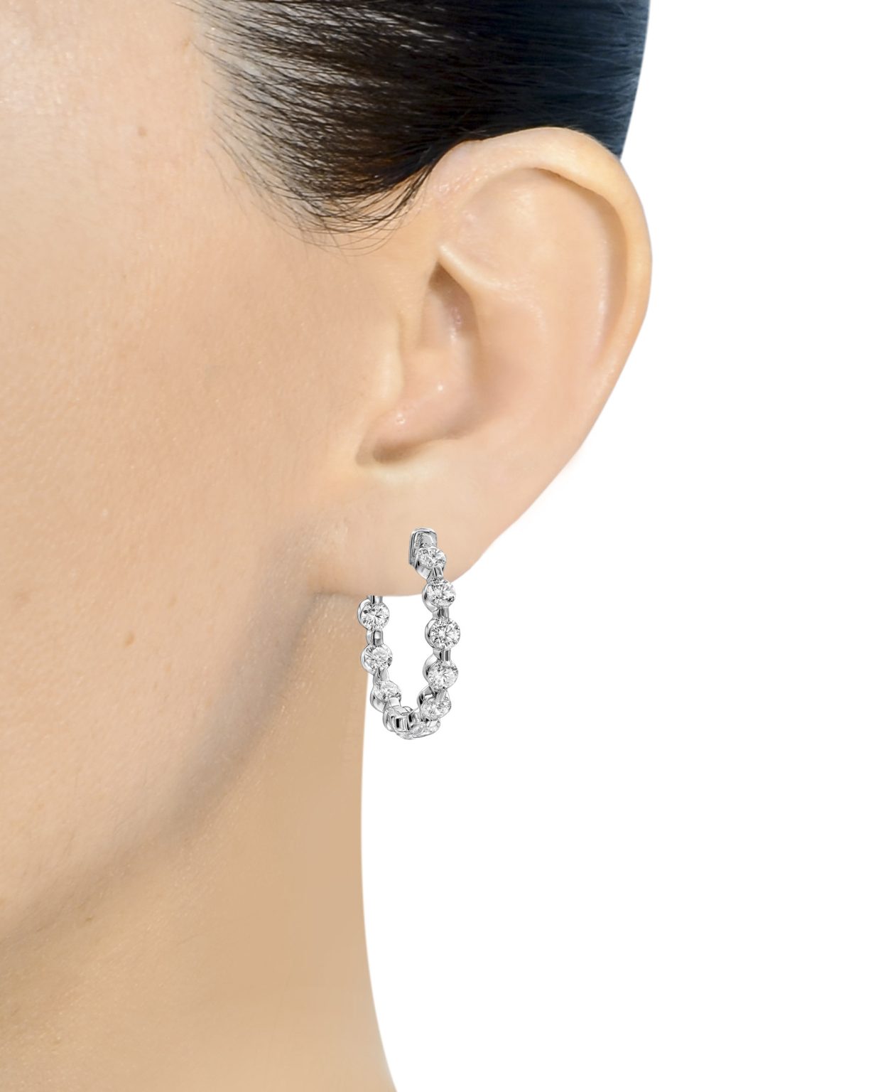 White Gold and Diamond Inside and Out Hoop Earrings – Turgeon Raine